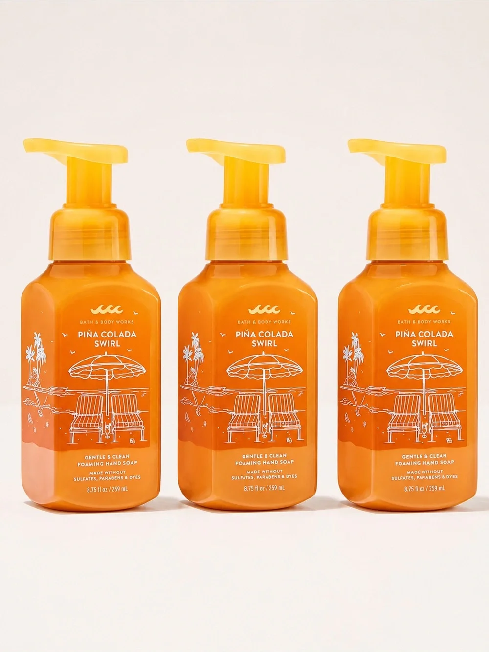 Bath & Body Works NWT Trending Piña Colada Swirl Foaming Hand Soap Set of 3 New